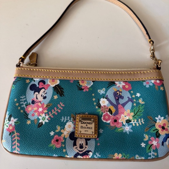 Dooney & Bourke Teal Disney Floral Wristlet
